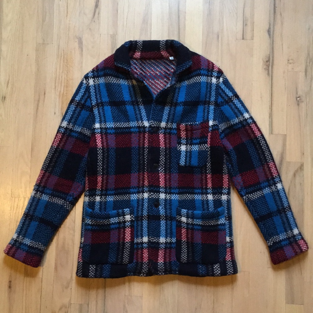 Tomorrowland Jacquard-Knit Plaid Wool Jacket
